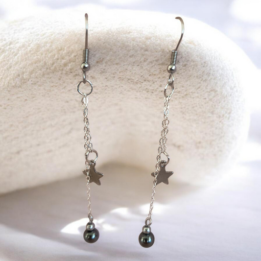 Boucles stella hématite
