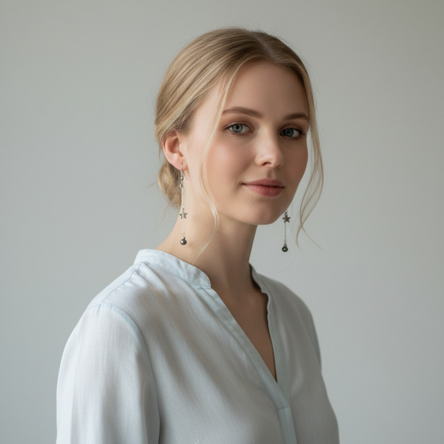 Boucles stella hématite